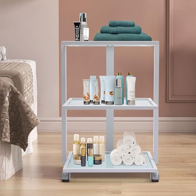 3-Tier Salon Rolling Trolley Cart, Stand Tray Rolling Cart - Image 3