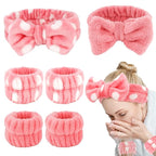 WHAVEL 6PCS Spa Headband and Wristbands Set, Face Wash Headband Wrist Bands by Whavel