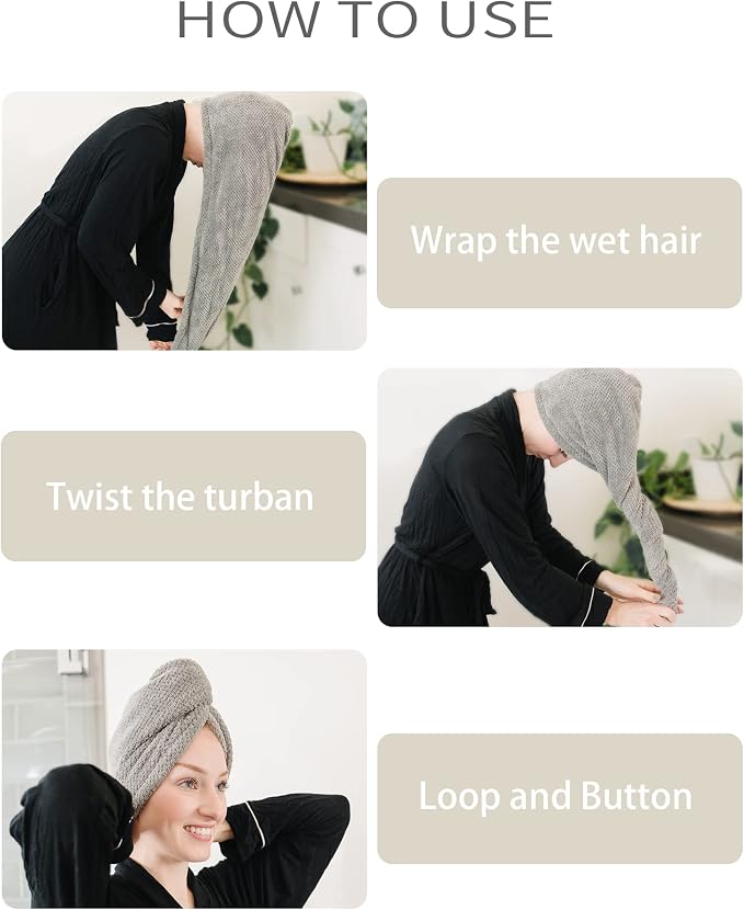 ROLSHOL Extra Large 4 Pack Microfiber Hair Towel Wrap - Image 6