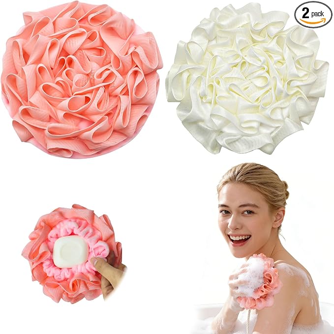 2-Pack Loofah Washcloth Combo 2-in-1, Exfoliating Soap Saver Pouch by Unknown