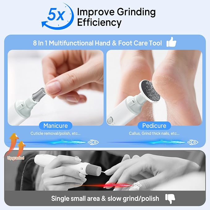 Professional Manicure Pedicure Kit, Electric Nail File Set, 5 Speeds Hand Foot - Image 4