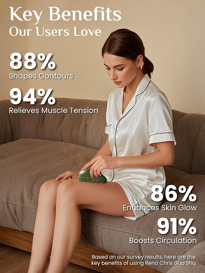 Rena Chris Body Gua Sha Tools, Natural Xiuyan Jade Guasha Tool, Manual Massage - Image 5