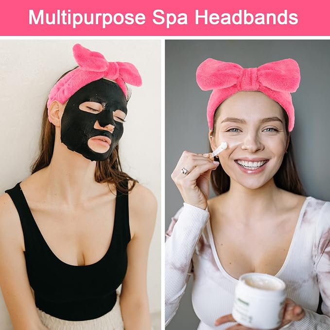 Ondder Spa Headband for Washing Face, Rose Red Terry Cloth - Image 4