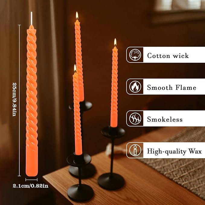 WPONSZU 12 Pack 10 Inch Spiral Taper Candle Set, Unscented Dripless Candlesticks - Image 8