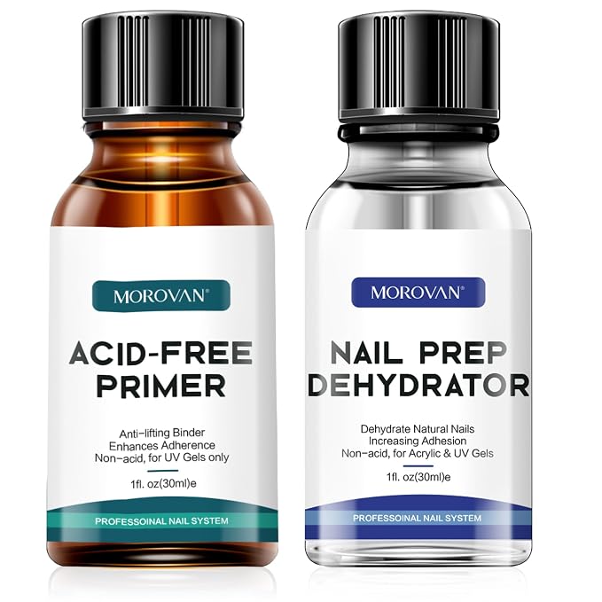 Morovan Nail Primer And Natural Nail Prep Dehydrate Set, Fast Air Dry by Morovan