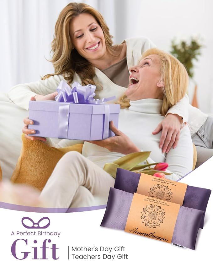 Weighted Eye Mask for Sleep, Meditation, Lavender Eye Pillow Heated for Headache - Image 3