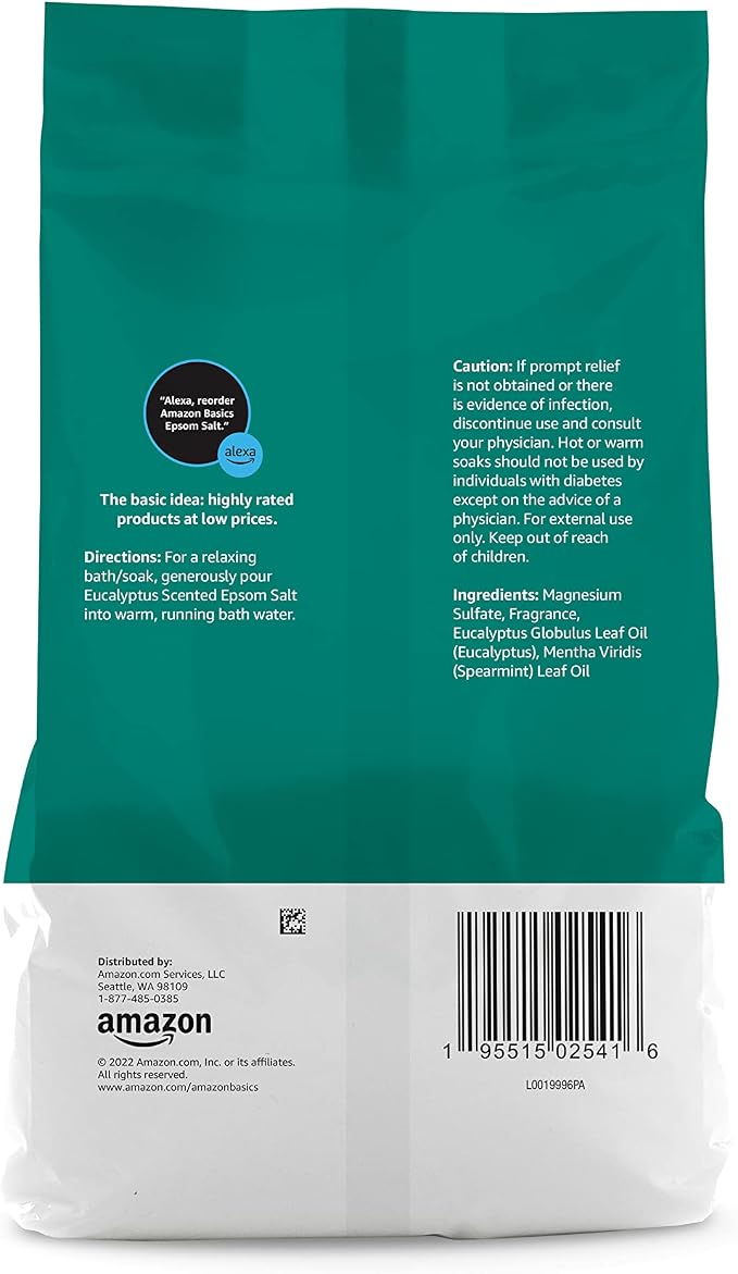Amazon Basics Epsom Salt Soaking Aid, Eucalyptus Scented, 3 Pound - Image 3