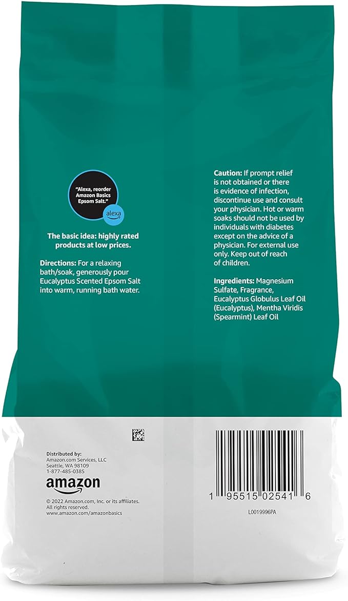 Amazon Basics Epsom Salt Soaking Aid, Eucalyptus Scented, 3 Pound - Image 4