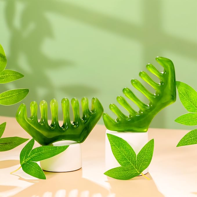 Geiserailie 2 Pcs Jade Combs Esthetician Supplies Massage Stone Hair Gua Sha - Image 5
