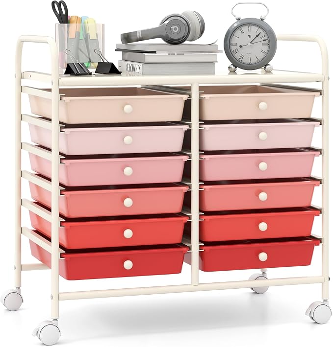 Giantex 12 Drawers Rolling Cart, Mobile Storage Drawer Cart, Classroom by Giantex