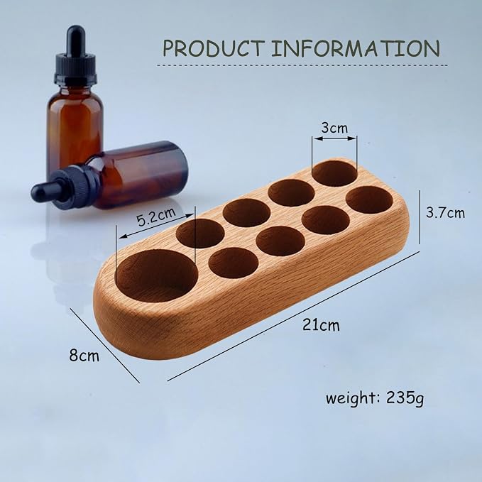 VolksRose 5~100ml 9 Holder Wooden Essential Oil Organizer - Image 3