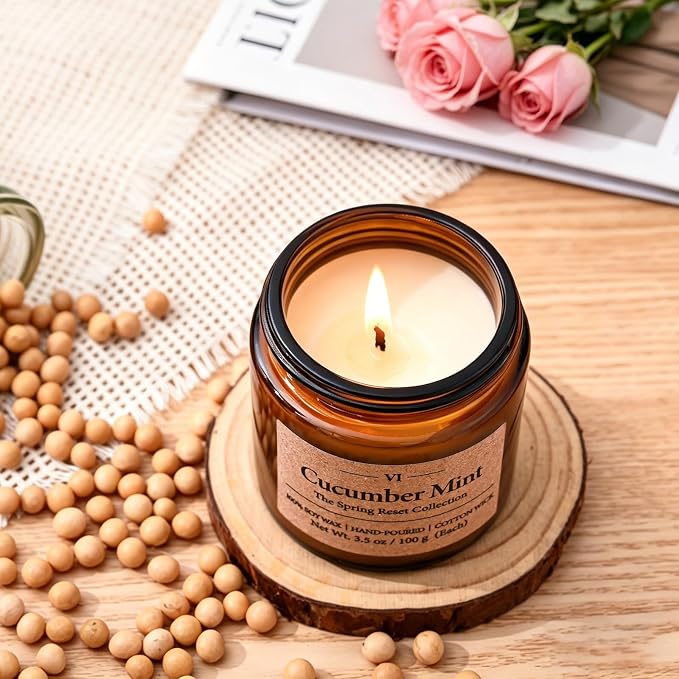 12 Pack Scented Soy Candles Set, 3.5oz Glass Jar Aromatherapy Candles, 20-25H - Image 3