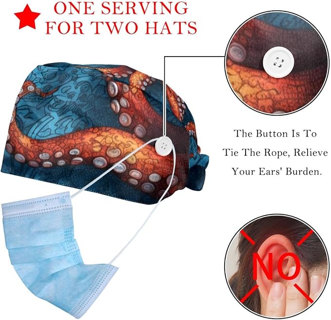 Women's Working Caps with Scrunchies Tarot Pattern Background Lace-Up Hat - Image 2