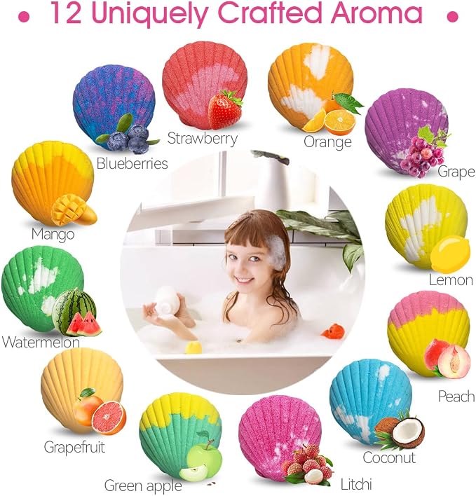 Bath Bombs for Kids with Surprise Toys Inside, 12 Pack Shell Kids Bath Bombs - Image 4