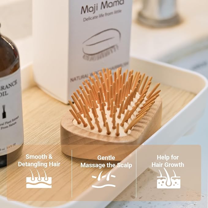 Handmade Natural Wooden Hair Brush Hairbrush - Image 2