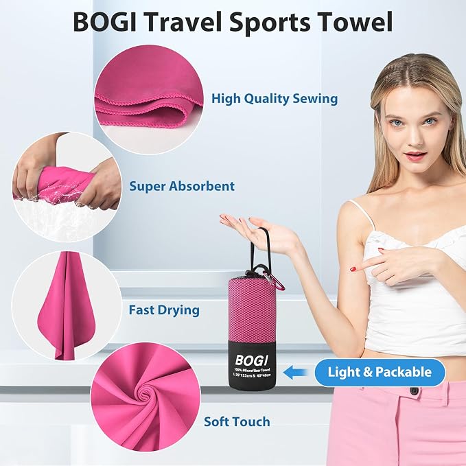 BOGI Microfiber Travel Sports Towel-Quick Dry Towel, Soft Lightweight - Image 4
