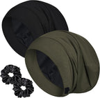 Sleep Cap Bonnet for Sleeping, Adjustable Cooling Ice Silk Lined Hair Bonnets by ROYBENS