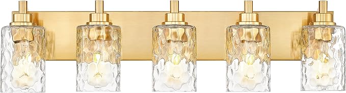 5-Light Bathroom Light Fixtures, 30 Inch Brushed Gold Vanity Lights by Metwet