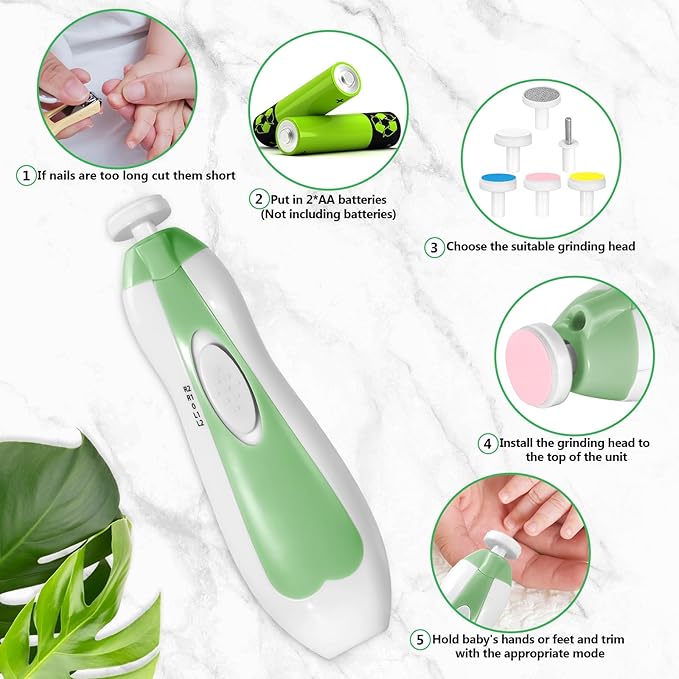 Qunlions life Baby Nail Trimmer Electric, 6 in 1 Baby Nail File Clippers Infant - Image 6