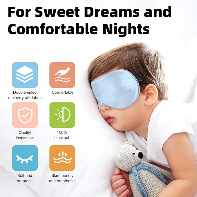 Silk Sleep Eye Mask for Kids, 100% Real Natural Pure Silk Sleeping Masks - Image 4