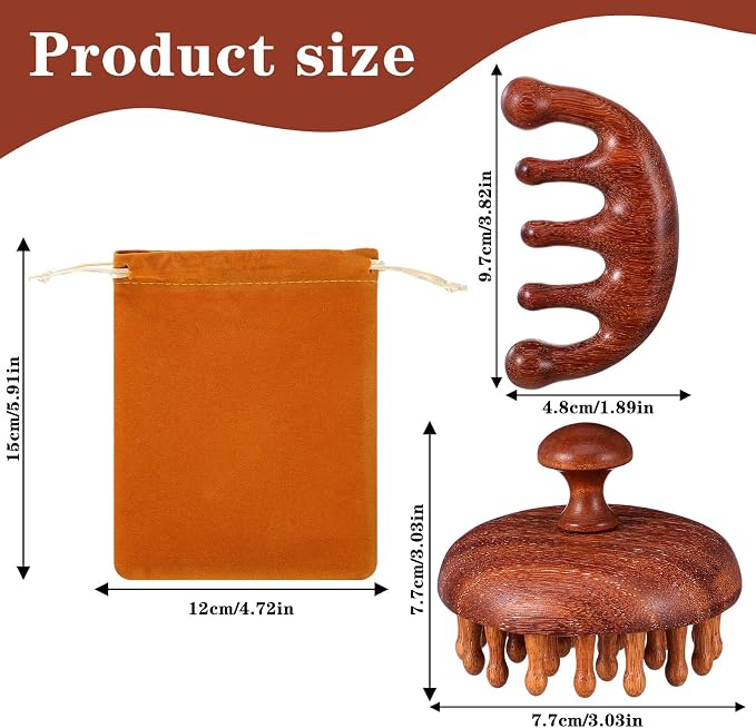 ElevateTech Wooden Scalp Massage Comb, Sandalwood Head Massager - Image 2