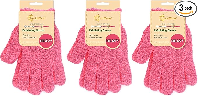 Evridwear Exfoliating Gloves for Shower, 100% Nylon Thick Soft Medium Heavy by Evridwear
