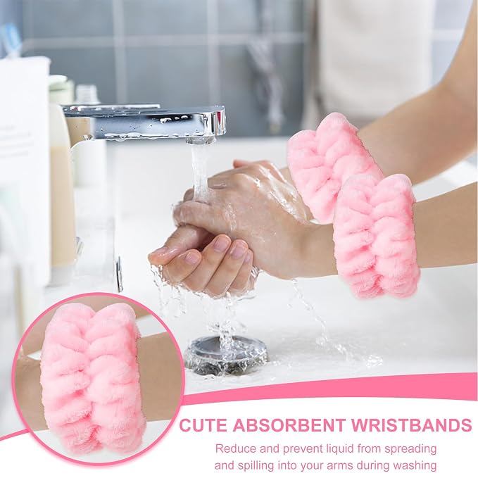 6Pcs Spa Headband and Wristband set, Terry Cloth Skincare Makeup Headbands - Image 8