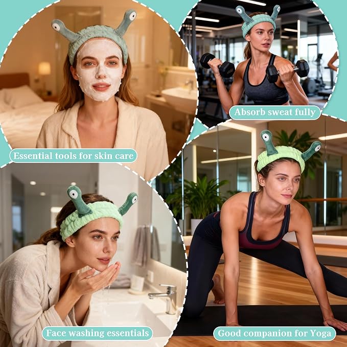 Snail Face Wash Headband Skincare & Wrist Bands - Image 5