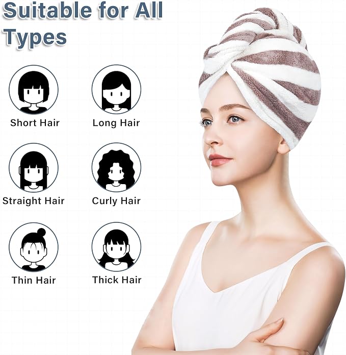 Microfiber Hair Towel Wrap, Quick Dry Hair Turbans - Image 4