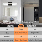 LED Bathroom Vanity Light 16in 3 Color Temperature Over Mirror Lighting Fixture - Image 3