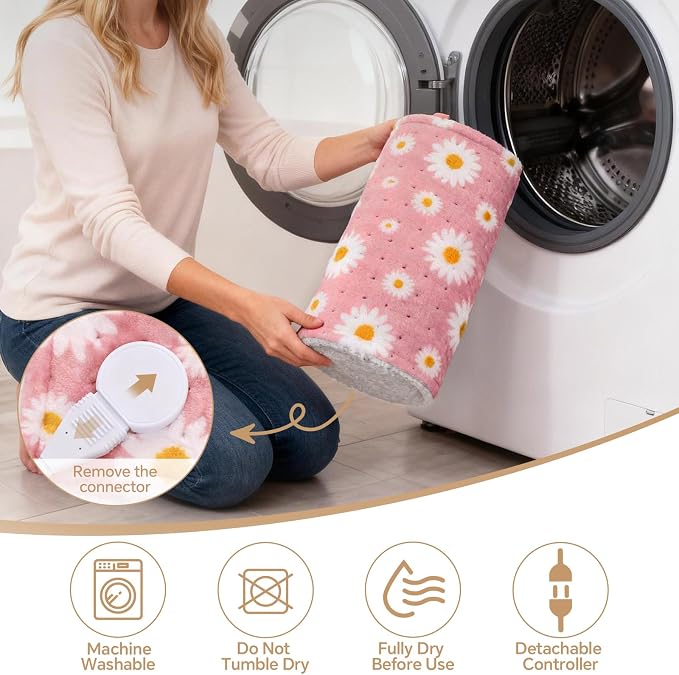 Daisy Heating Pad for Back Period Cramps Neck Shoulder Pain Relief, Portable - Image 6