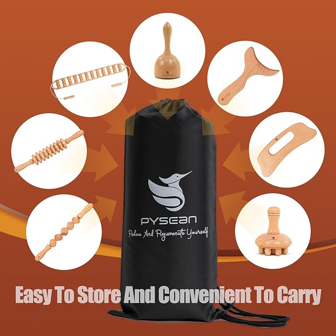 Wooden Massage Tool Set, 7-Piece Body Massage Kit - Image 5