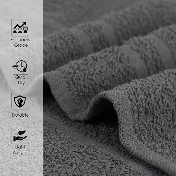 24 Pack Dark Grey Hand Towel 100% Cotton Spa Towel – 16x27 inches Highly - Image 6