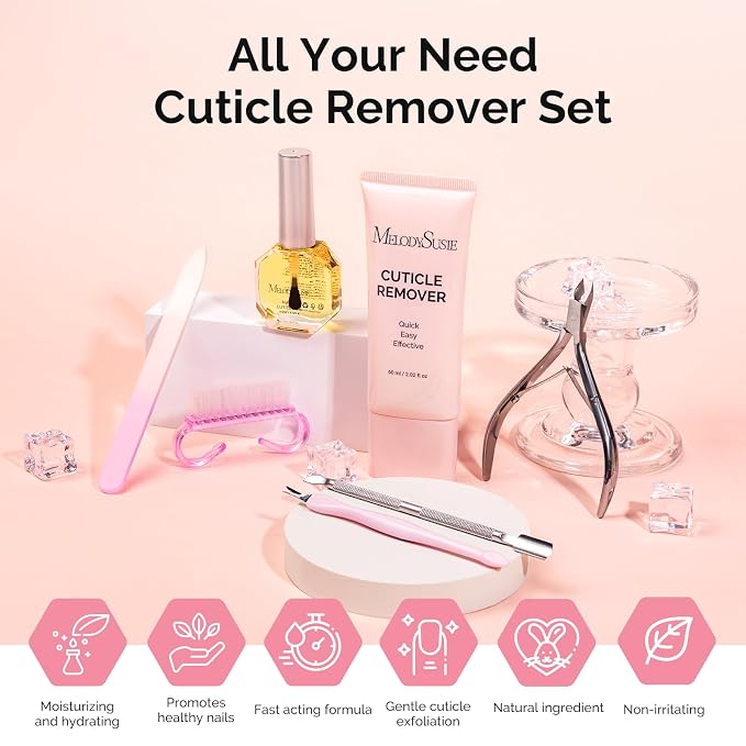 MelodySusie Cuticle Remover Kit, 60g Cuticle Remover Cream 15ML Cuticle Oil - Image 2