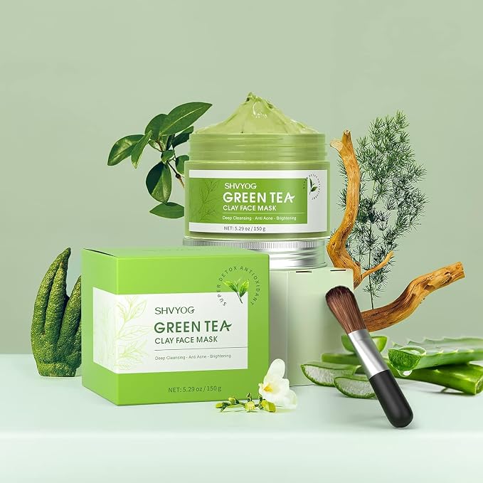 SHVYOG Green Tea Face Mask, Antioxidant Green Tea Clay Mask - Image 7