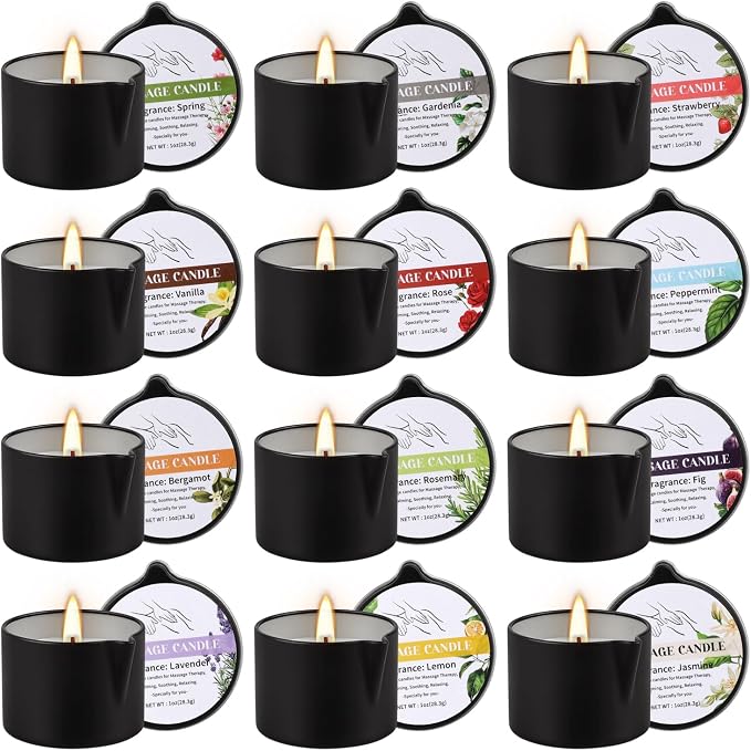 12pcs Massage Oil Candle, Moisturising Natural Soybeans Gift Sets, 1oz Low - Image 4