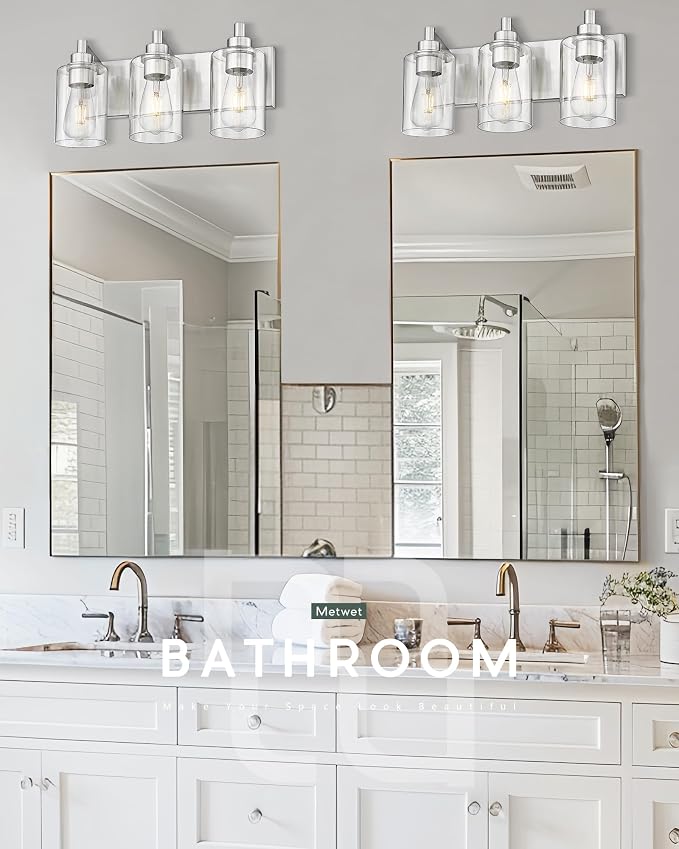 3-Light Bathroom Light Fixtures, Brushed Nickel Vanity Light - Image 5