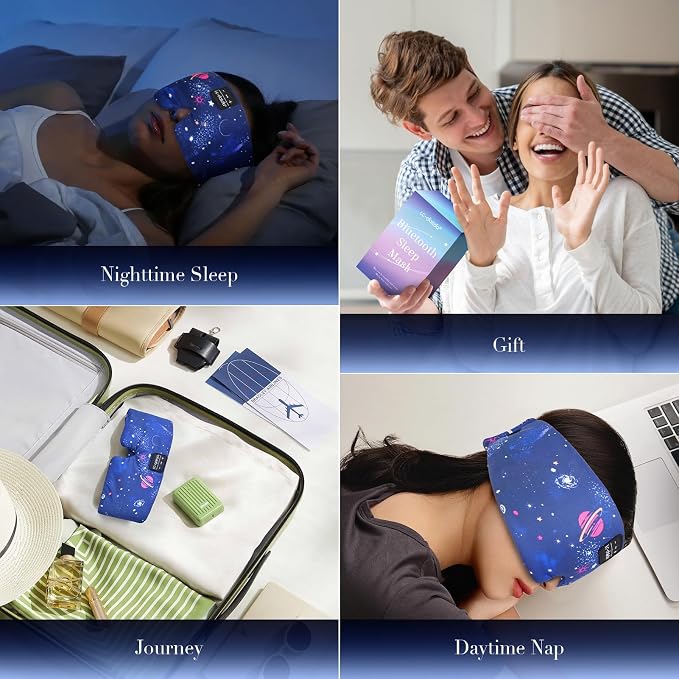 LC-dolida Sleep Mask with Bluetooth Headphones, Extra Large Silk Eye Mask - Image 6