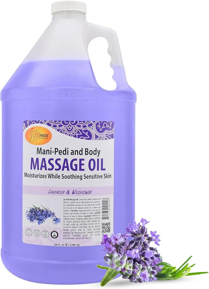 SPA REDI - Massage Oil, Lavender Wildflower, 128 Oz Professional Pedicure by SPAREDI
