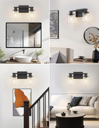 L LOHAS LED 2-Light Black Bathroom Light Fixtures, Modern Lighting Fixtures - Image 2