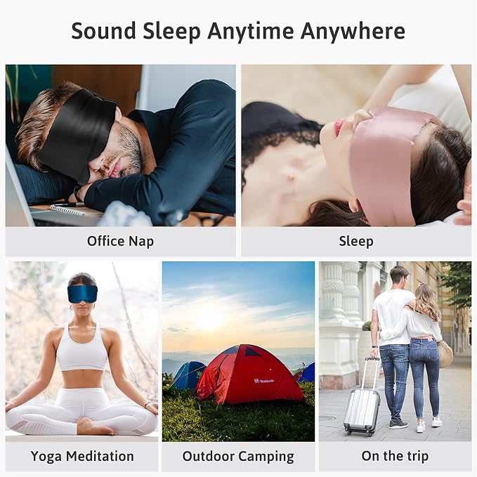 Silk Sleep Mask for Women Men, Mulberry Silk Eye Sleeping Mask & Blindfold - Image 7