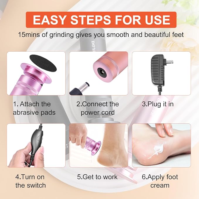 PowerPro Electric Foot Callus Remover 36W Professional 1200rpm Adjustable Speed - Image 6
