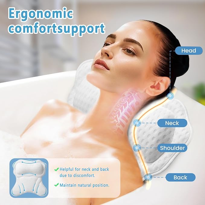 Luxury Bathtub Pillow, 4D Air Mesh Soft Bath Pillow - Image 3