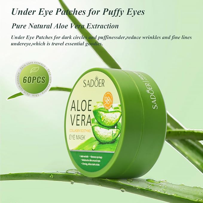 Under Eye Patches for Puffy Eyes and Dark Circles – 60 PCS Aloe Vera Under Eye - Image 8