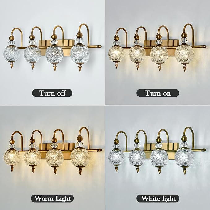 Piepooye Vintage Bathroom Light Fixtures Gold Vanity Light - Image 4
