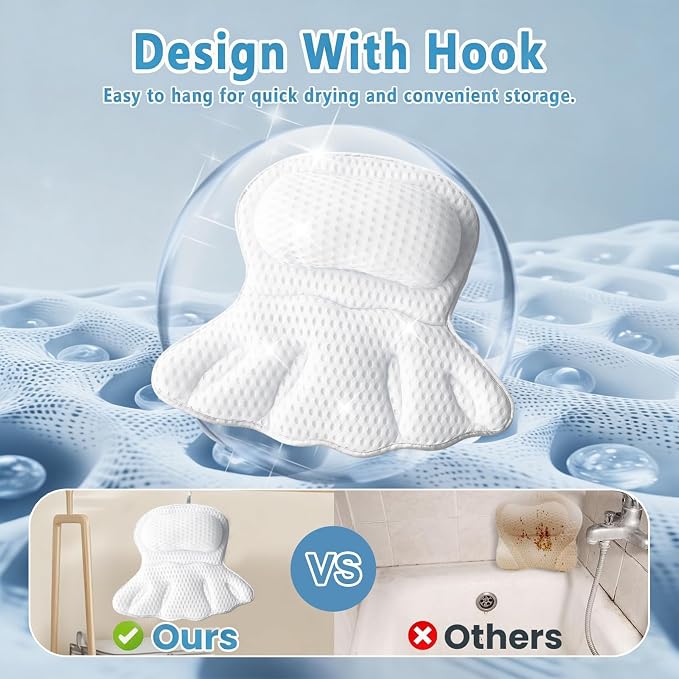 Luxury Bathtub Pillow, 4D Air Mesh Soft Bath Pillow - Image 6