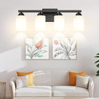 4-Light Bathroom Light Fixtures, Matte Black Light Fixture, Classic Wall Light - Image 9