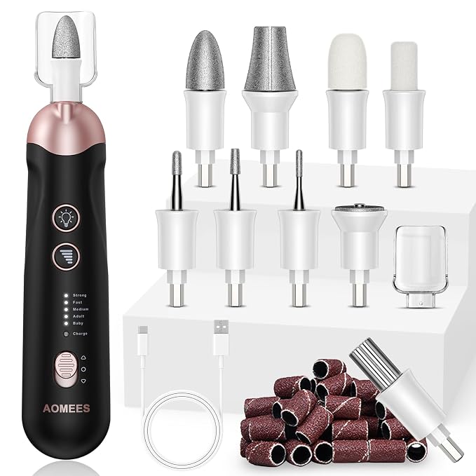 AOMEES Electric Nail File Kit, Rechargeable Professional Manicure Pedicure Kit by AOMEES