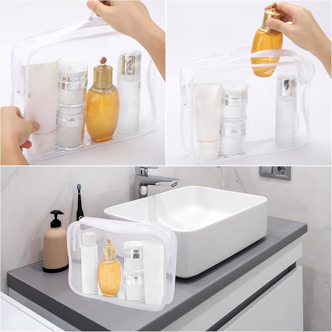 Tbestmax 10 Pack Clear Cosmetic Bags Makeup Bags Portable Waterproof TSA - Image 6