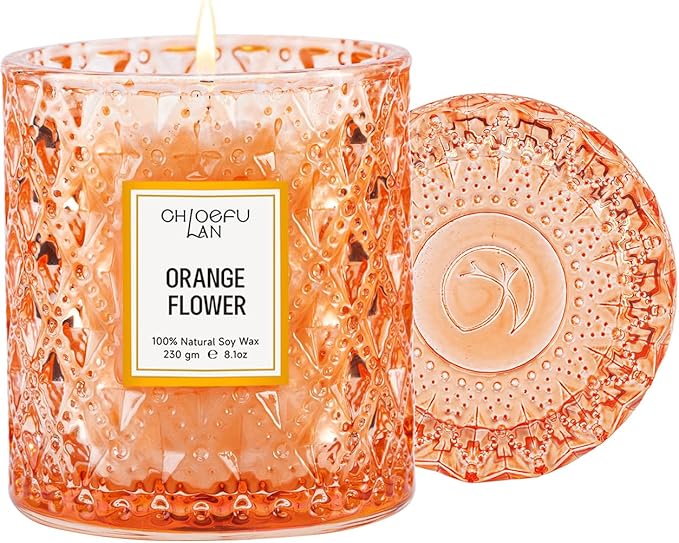 Chloefu LAN Orange Blossom Candle, Natural Soy Scented Candles by ChloefuLANScentedCandles